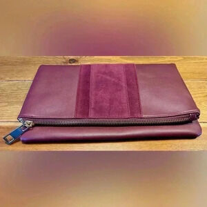 Summer & Rose | Vegan Leather & Velvet Foldover Clutch | Burgundy